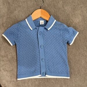 Baby Gap Blue Textured Kids Button-Up Shirt 12-18 months